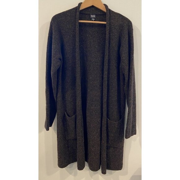 Eileen Fisher Open Cardigan Duster Sweater Wool Brown Tan Size Small - Picture 1 of 4